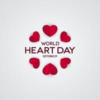 banner del día mundial del corazón con corazones en forma de flor vector