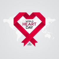 World Heart Day Design with Paper Ribbon vector