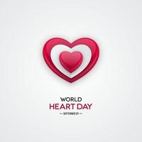 World Heart Day Banner with Glossy Heart Shape vector