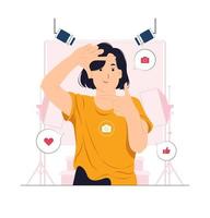 Professional photographer with a camera gesture concept illustration vector