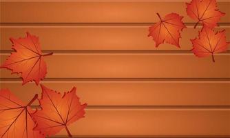 autumn background wallpaper decorates with leaves and wood board vector