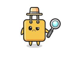 la mascota del lindo bolso de compras como detective. vector