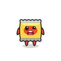 the shocked face of the cute snack mascot vector