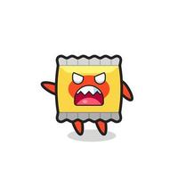 cute snack cartoon in a very angry pose vector