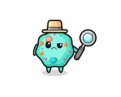 la mascota de la linda ameba como detective vector