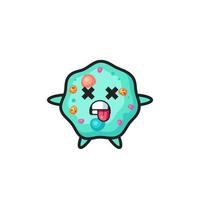 character of the cute amoeba with dead pose vector