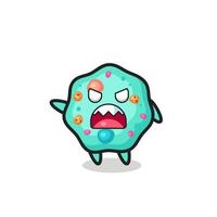 cute amoeba cartoon in a very angry pose vector