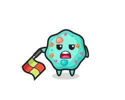 amoeba character as line judge hold the flag down at a 45 degree angle vector