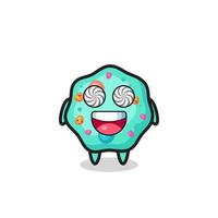 cute amoeba character with hypnotized eyes vector