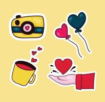 colorful hand drawn valentine sticker collection vector