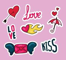 colorful hand drawn valentine sticker collection vector