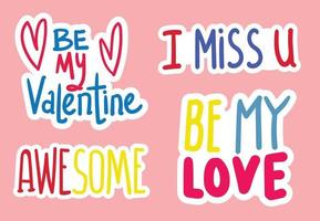 colorful hand drawn valentine sticker collection vector