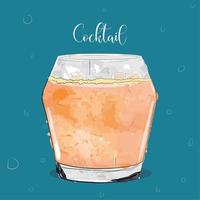 Isolated tropical orange cocktail with ice Vector