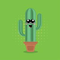 cactus feliz con ojos grandes y un vector de sonrisa