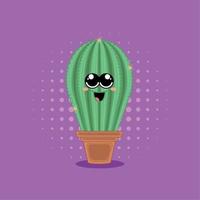 personaje de cactus feliz aislado con un gran vector de sonrisa
