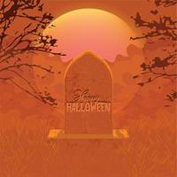 Spooky tomb on a graveyard with moonlight Halloween vector