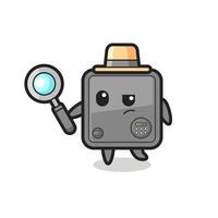 El personaje detective de la caja fuerte está analizando un caso. vector