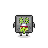 safe box character with an expression of crazy about money vector