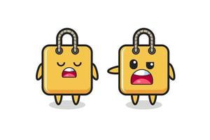 illustration of the argue between two cute shopping bag characters vector