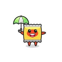 cute snack illustration holding an umbrella vector