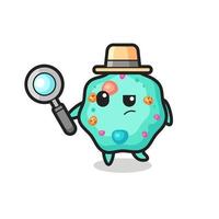 personaje de detective ameba está analizando un caso vector