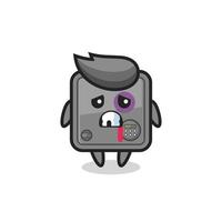 injured safe box character with a bruised face vector