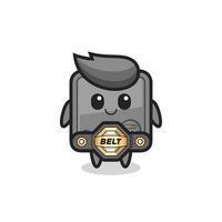 the MMA fighter safe box mascot with a belt vector