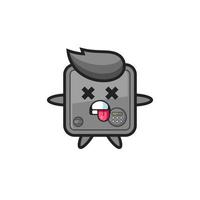 character of the cute safe box with dead pose vector