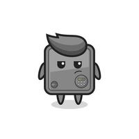 cute safe box character with suspicious expression vector