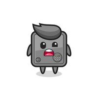 the shocked face of the cute safe box mascot vector