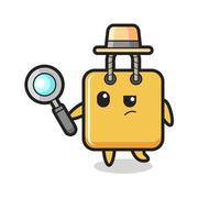 shopping bag detective character is analyzing a case vector