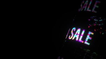 MEGA SALE colorful glitch text effect 3D tube rotation animation video