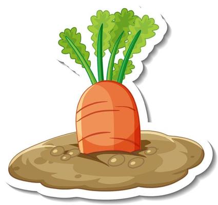 Sticker template with carrot in underground isolated