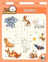 Crossword puzzle game template about animals vector