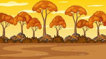 Empty park nature scene at sunset time vector