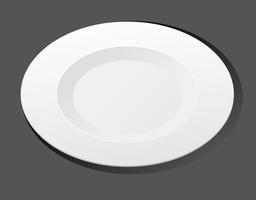 White plain plate on black background vector