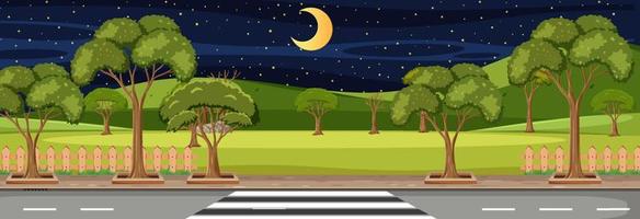 Park horizontal scene at night time vector