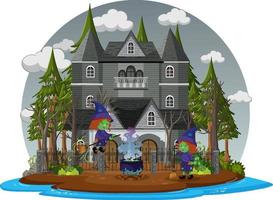 Haunted house with grey sky vector