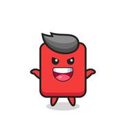 the illustration of cute red card doing scare gesture vector