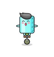 The cute ruler character is riding a circus bike vector