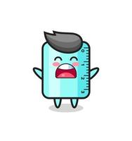 cute ruler mascot with a yawn expression vector