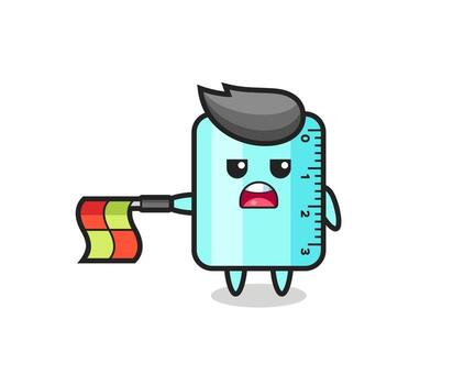 ruler character as line judge hold the flag straight horizontally vector