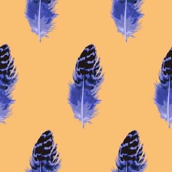Blue Feather Seamless Pattern vector