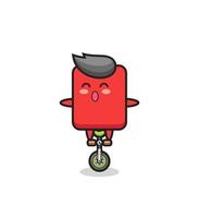 The cute red card character is riding a circus bike vector