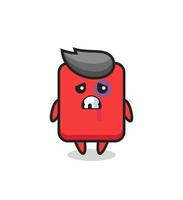 injured red card character with a bruised face vector