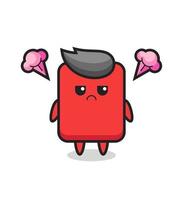 annoyed expression of the cute red card cartoon character vector