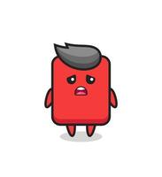 disappointed expression of the red card cartoon vector