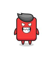 evil expression of the red card cute mascot character vector