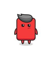 cute red card character with suspicious expression vector