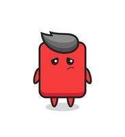 the lazy gesture of red card cartoon character vector